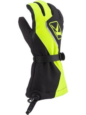 Small Black Hi-Vis Insulated Winter Snowmobile Gauntlet Gloves for Cold Weather